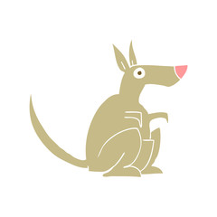 flat color illustration of a cartoon kangaroo
