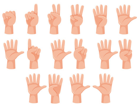 Human hand and number gesture