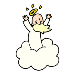 cartoon doodle god on cloud
