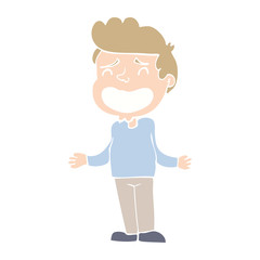 flat color style cartoon boy shrugging