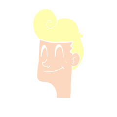 flat color illustration of a cartoon smiling man