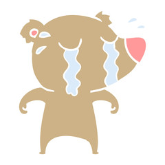 flat color style cartoon crying bear