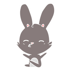 curious bunny flat color style cartoon