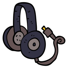 cartoon doodle headphones with wire