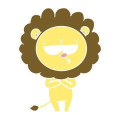 flat color style cartoon tired lion