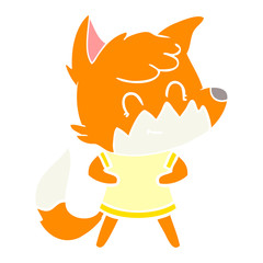 flat color style cartoon happy fox