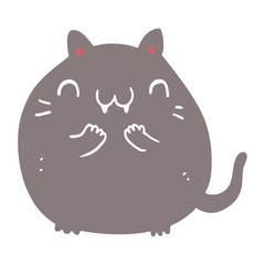 happy flat color style cartoon cat