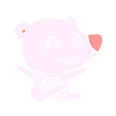 smiling bear flat color style cartoon