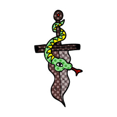 cartoon doodle tattoo dagger symbol