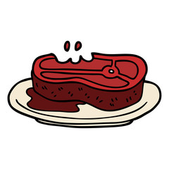 cartoon doodle rare steak