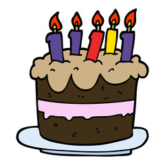 cartoon doodle birthday cake