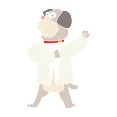 flat color illustration of a cartoon dog in shirt