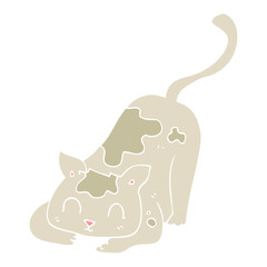 flat color illustration of a cartoon cat playing