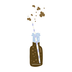 flat color illustration of a cartoon fizzy drink bottle