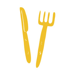 cartoon doodle knife and fork