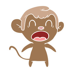 shouting flat color style cartoon monkey