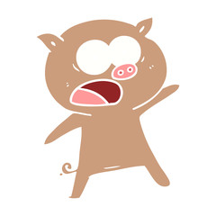 Obraz premium flat color style cartoon pig shouting