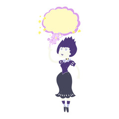 flat color illustration of a cartoon vampire girl