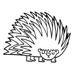 line drawing cartoon spiky hedgehog
