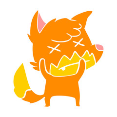 flat color style cartoon dead fox