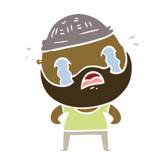 flat color style cartoon bearded man crying