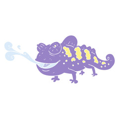 flat color illustration of a cartoon chameleon