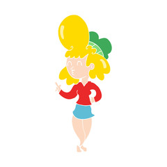 flat color style cartoon woman with big hair