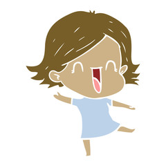 flat color style cartoon laughing woman