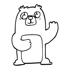 line drawing cartoon wide eyed bear
