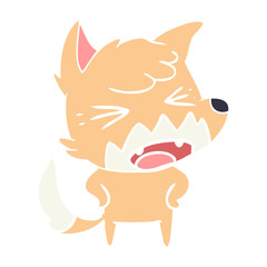 angry flat color style cartoon fox