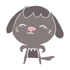 happy flat color style cartoon dog