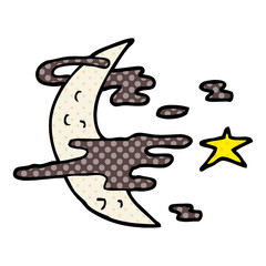 cartoon doodle spooky moon