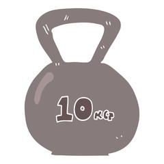 flat color illustration of a cartoon 10kg kettle bell weight