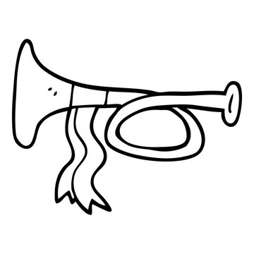 black and white trumpet with ribbon clip art preview