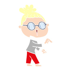 flat color style cartoon woman wearing spectacles