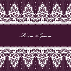 Wedding card or invitation template with a filigree lace floral pattern