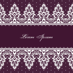 Wedding card or invitation template with a filigree lace floral pattern