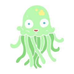 flat color illustration of a cartoon octopus