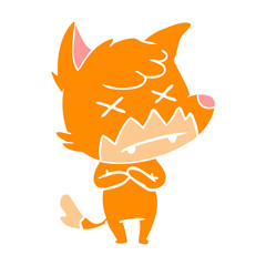 flat color style cartoon cross eyed fox