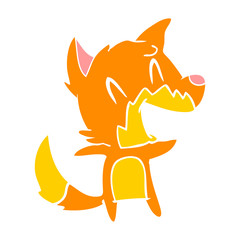 laughing fox flat color style cartoon