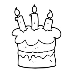 line drawing cartoon birthday cake