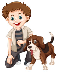 A boy and dog