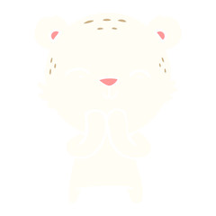 happy flat color style cartoon polar bear