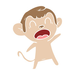shouting flat color style cartoon monkey
