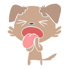flat color style cartoon disgusted dog