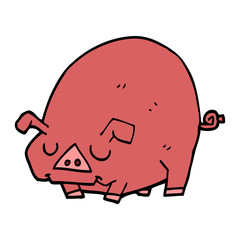 cartoon doodle fat pig