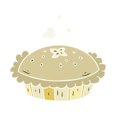 hot flat color style cartoon pie fresh out of the oven
