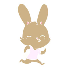flat color style cartoon running rabbit