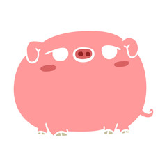 cute flat color style cartoon pig