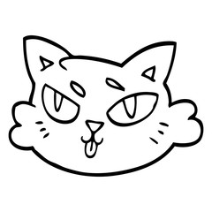 line drawing cartoon of a cats face
